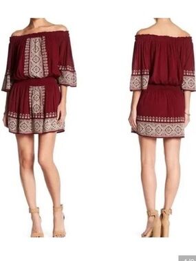 🛍️SALE Tularosa Fiona off the shoulder bohemian embroidered mini dress sz s